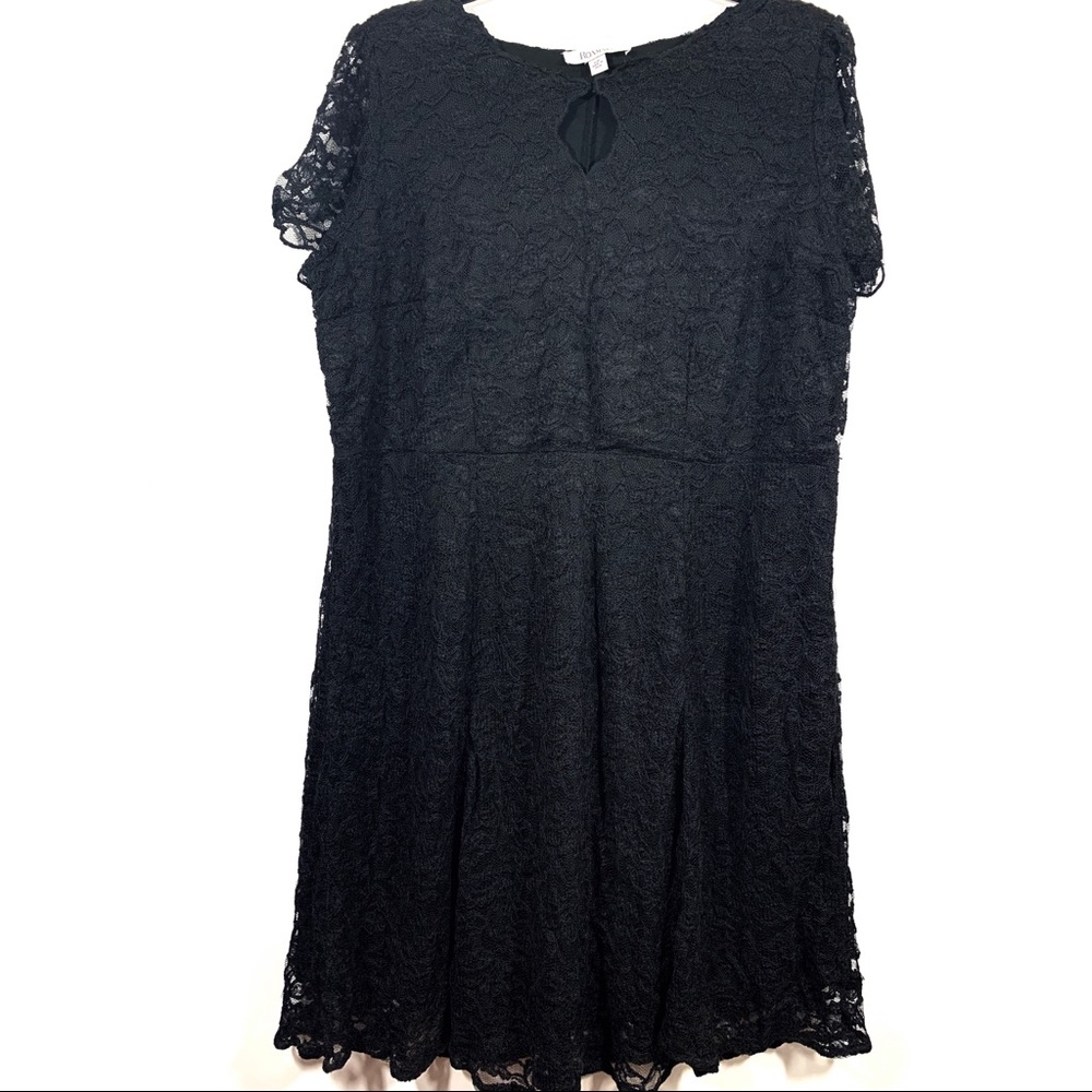 Roamans • Black Lace Plus Size Knee Length Dress